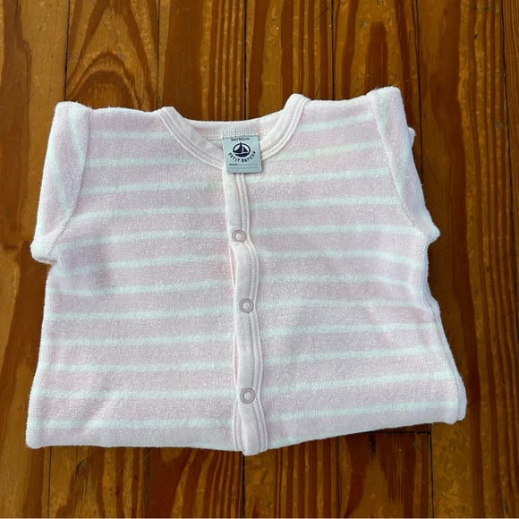 Petit Bateau Terry pyjama strips pink and white size 3 months baby girl pajama - Picture 6 of 6